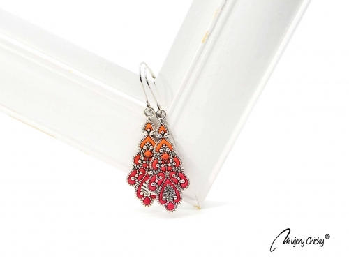 Cercei Regal  Silver - Indian Red