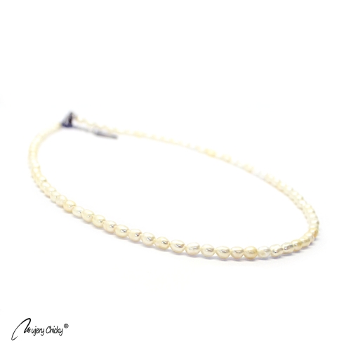 Colier din Perle Rice Shape - Argintiu