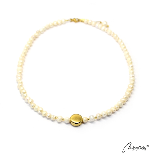Colier din Perle Disc - Auriu