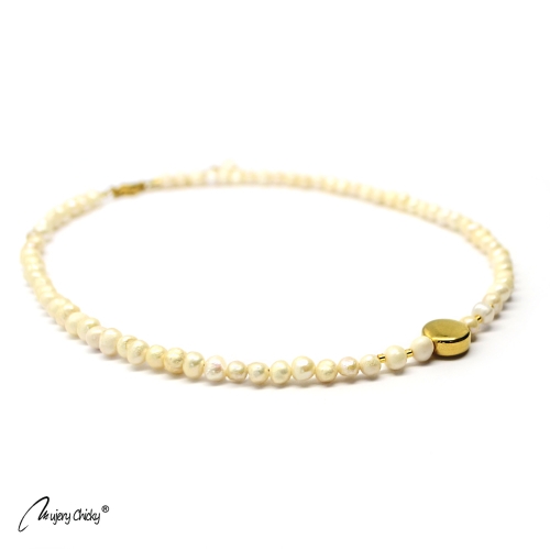 Colier din Perle Disc - Auriu