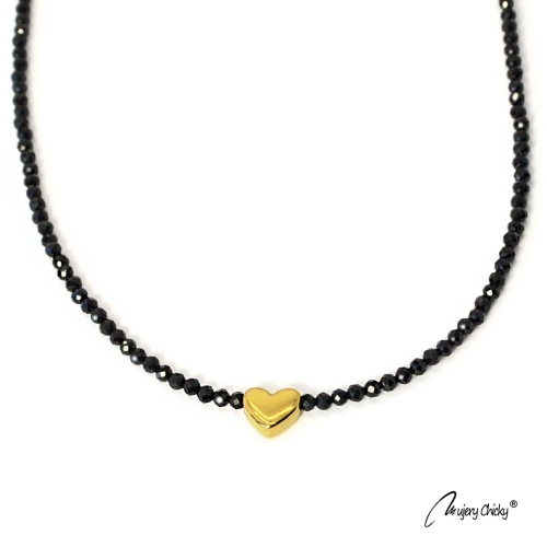 Colier din Spinel cu Inima - Auriu
