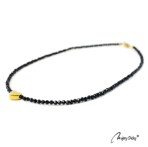 Colier din Spinel cu Inima - Auriu