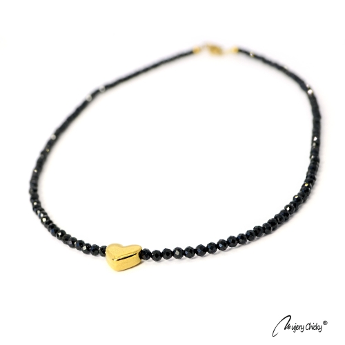 Colier din Spinel cu Inima - Auriu