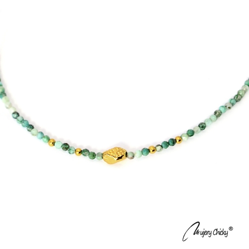 Colier din Chrysocolla - Auriu