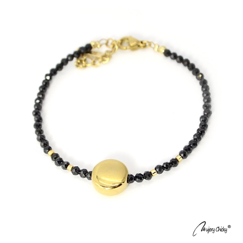 Bratara din Spinel Negru Disc - Auriu