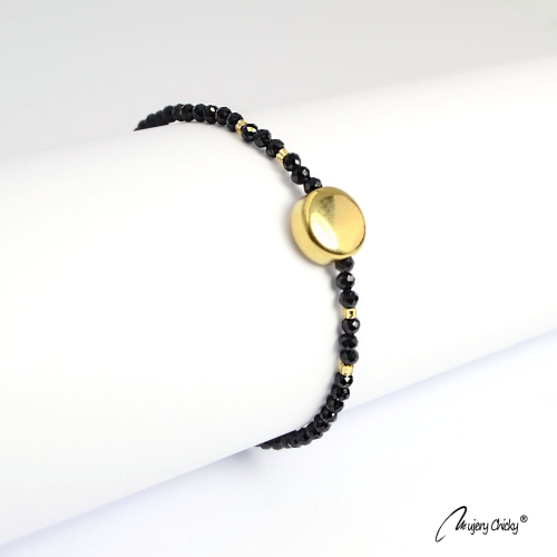 Bratara din Spinel Negru Disc - Auriu