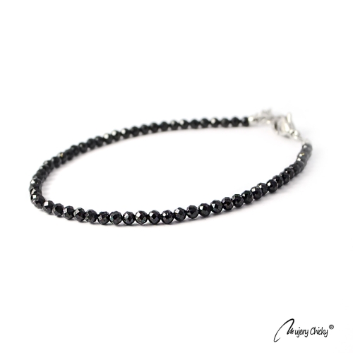 Bratara din Spinel Negru - Argintiu