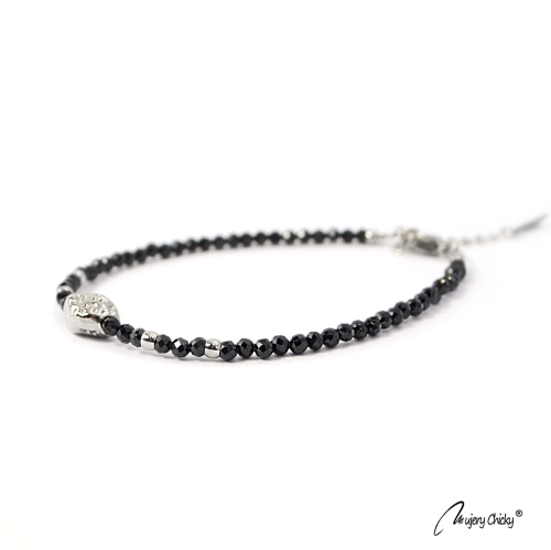 Bratara din Spinel Negru - Argintiu