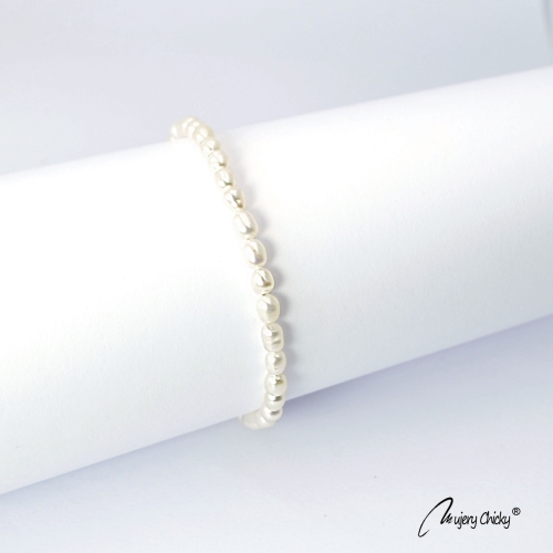 Bratara din Perle Rice Shape - Argintiu