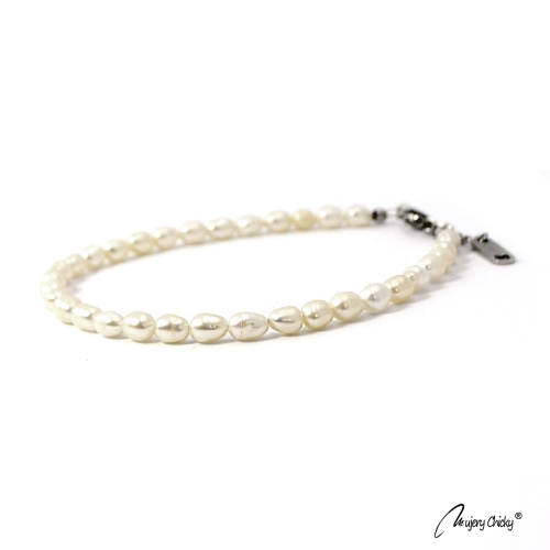 Bratara din Perle Rice Shape - Argintiu