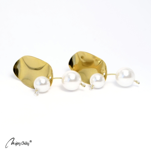 Cercei Perla Sculpt - Auriu