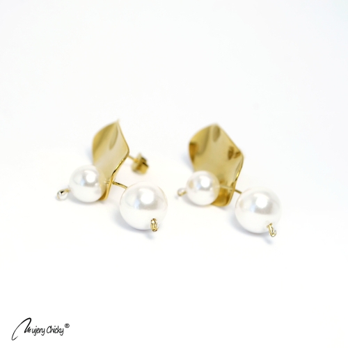 Cercei Perla Sculpt - Auriu