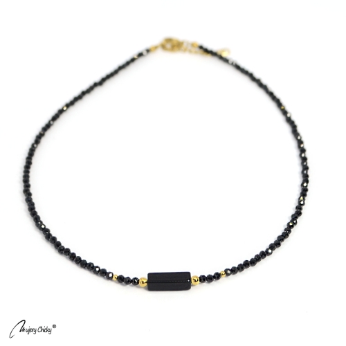 Colier din Spinel Negru - Auriu