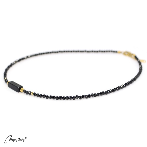 Colier din Spinel Negru - Auriu