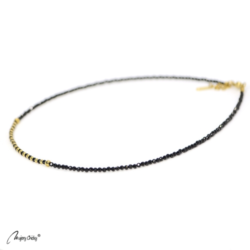 Colier din Spinel Negru - Auriu