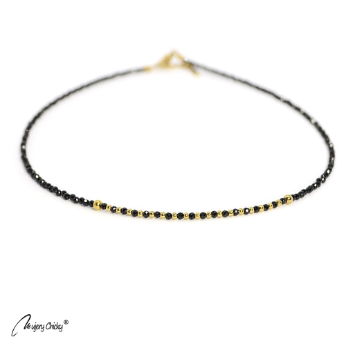 Colier din Spinel Negru - Auriu