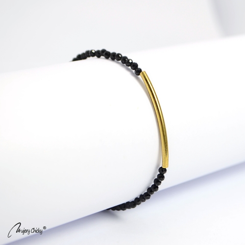 Bratara din Spinel Negru Line - Auriu