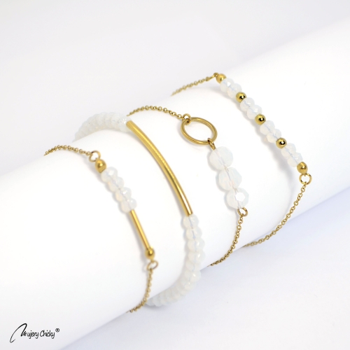 Set de 4 Brățări cu Piatra Lunii – Auriu