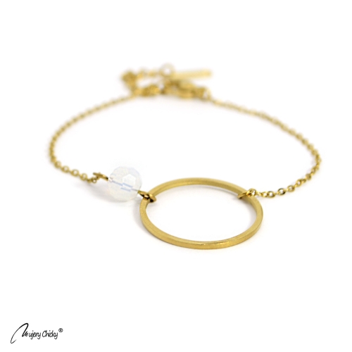 Set de 4 Brățări cu Piatra Lunii Curcubeu – Auriu