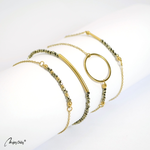 Set de 4 Brățări cu Pirita – Auriu