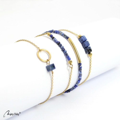 Set de 4 Brățări cu Lapis Lazuli – Auriu