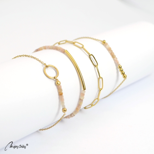 Set de 4 Brățări cu Piatra Soarelui – Auriu