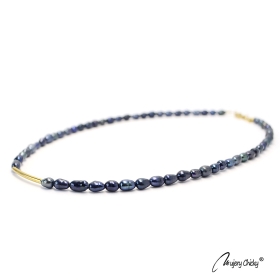 Colier din Perle Albastru de Prusia Line - Auriu