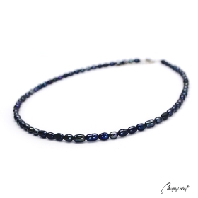 Colier din Perle  Albastre Rice Shape - Argintiu