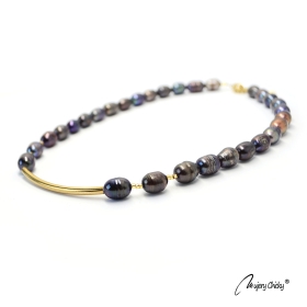 Colier din Perle Prussian Blue - Auriu