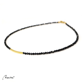Colier din Spinel Negru Line - Auriu