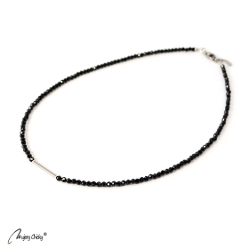 Colier din Spinel Negru Line - Argintiu