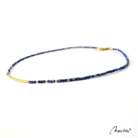 Colier din Lapis Lazuli Line - Auriu
