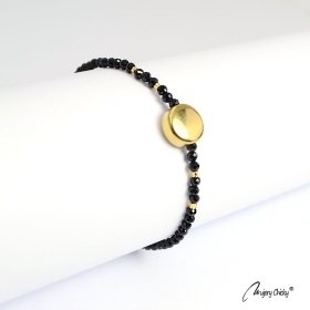 Bratara din Spinel Negru Disc - Auriu