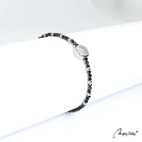Bratara din Spinel Negru Disc - Argintiu