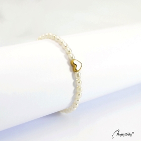 Bratara din Perle Rice Shape Heart - Auriu